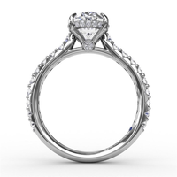 FANA 14Kt White Gold Hidden Halo Engagement Ring Mounting - 1.5ct Oval Center Stone Sold Separately