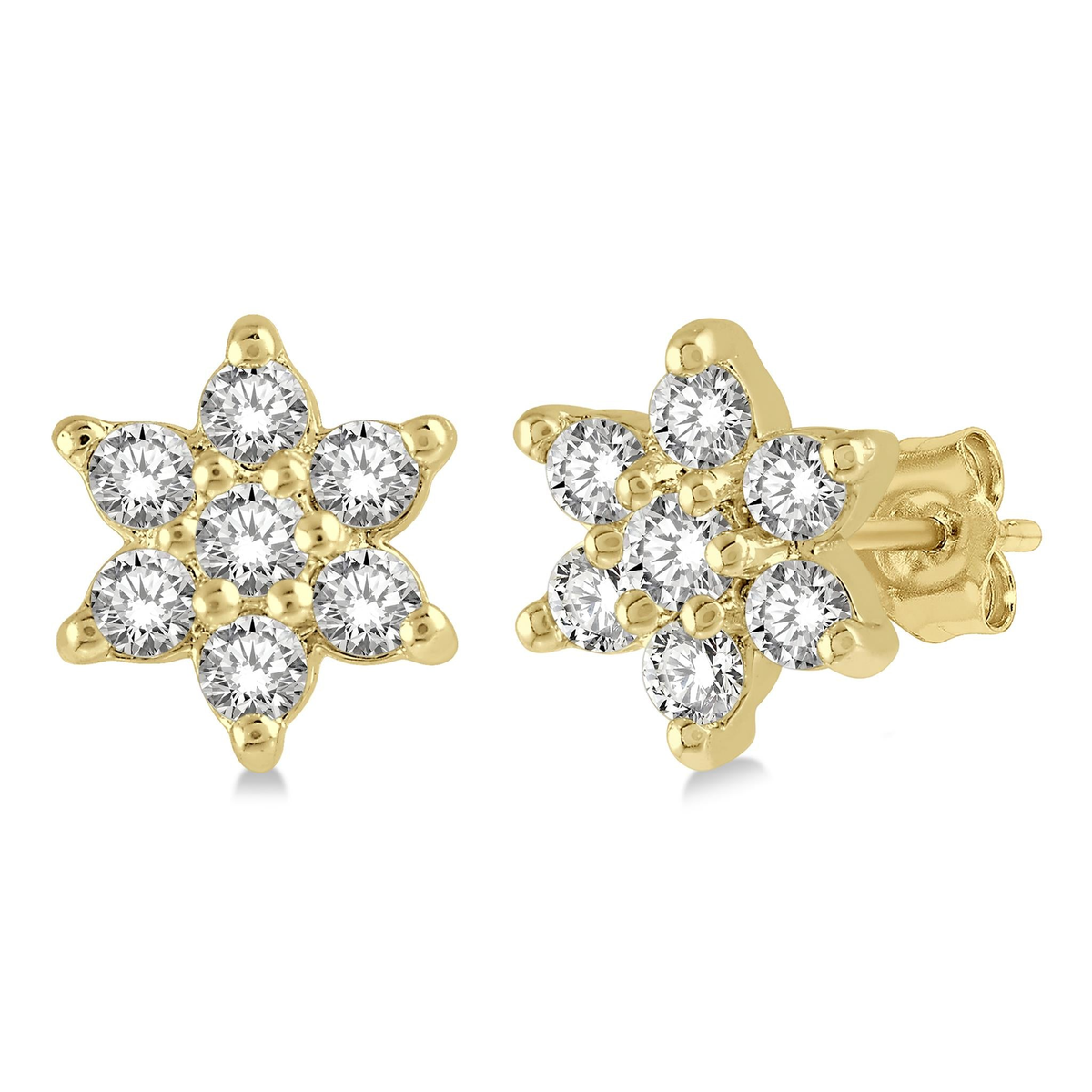 Lasker Petites 10Kt Yellow Gold Flower 0.15cttw Diamond Stud Earrings