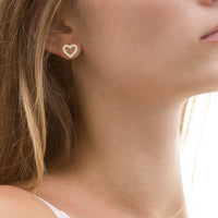 Lasker Petites 10Kt Yellow Gold Open Heart 0.10cttw Diamond Stud Earrings