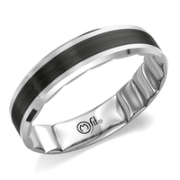 14Kt White Gold 5.5mm M-FIT Band with Black Ceramic Inlay