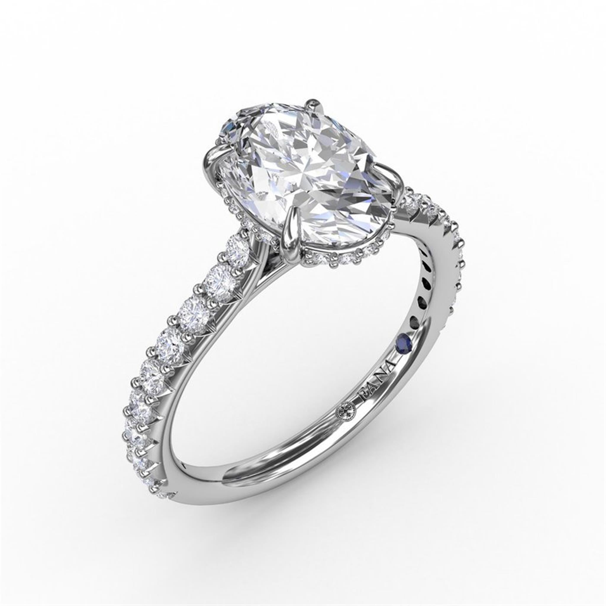 FANA 14Kt White Gold Hidden Halo Engagement Ring Mounting - 1.5ct Oval Center Stone Sold Separately