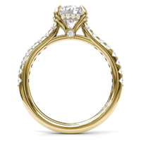 FANA 14Kt Yellow Gold Classic Prong Hidden Halo Engagement Ring Mounting - 2ct Round Center Stone Sold Separately