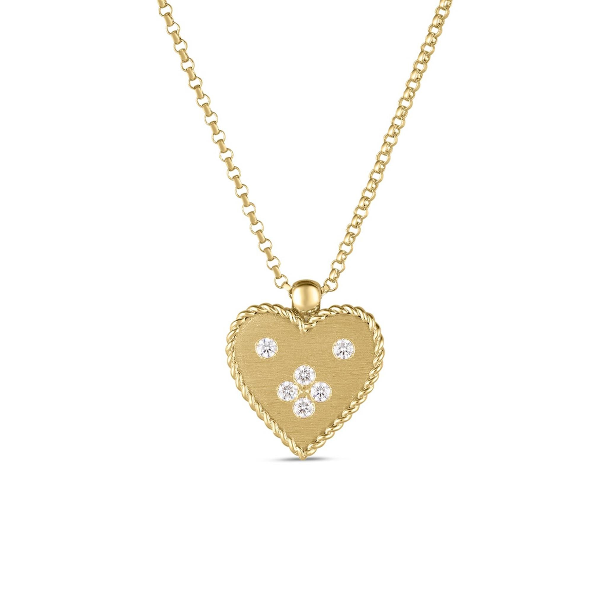 Roberto Coin 18Kt Yellow Gold Venetian Princess 0.08cttw Round Natural Diamond Heart Pendant