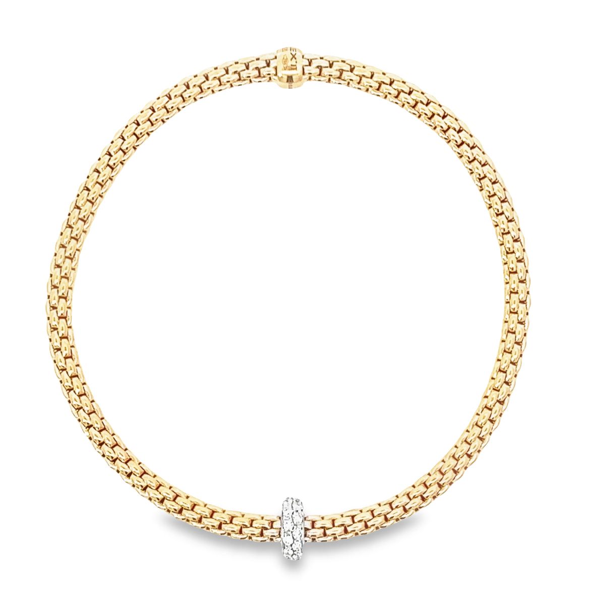 FOPE 18K Yellow Italian Gold 0.18cttw Diamond Rondel PRIMA Flex'It Bracelet - M