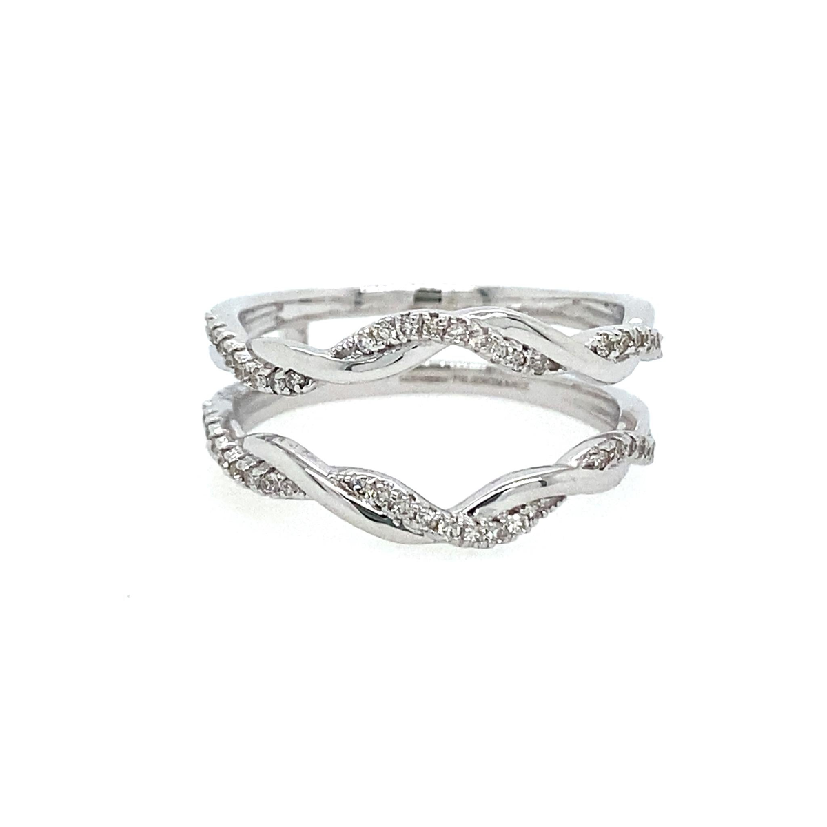 14Kt White Gold Twisted 0.27cttw Natural Diamond Guard Ring