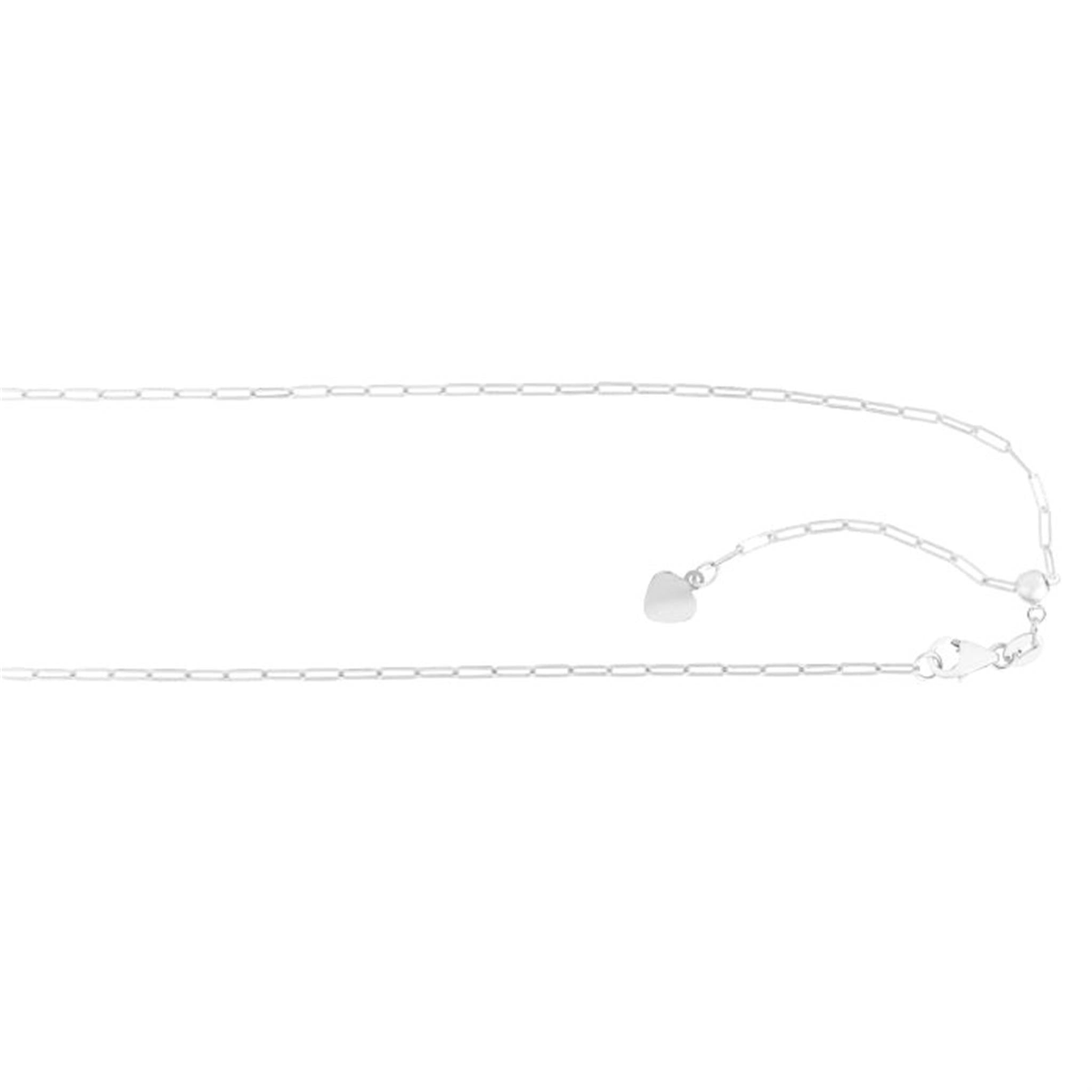 14K White Gold 1.5mm Adjustable Length Paperclip Chain