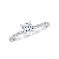 14Kt White Gold Classic Prong 1.13ct Round Center Natural Diamond Engagement Ring