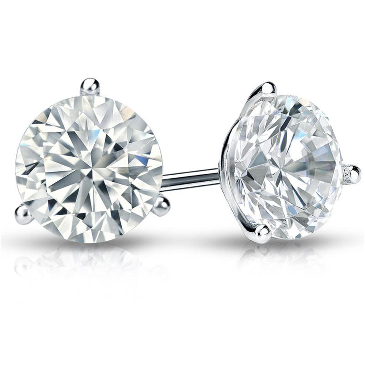 14Kt White Gold Classic Stud Earrings With 2.90cttw Natural Diamonds