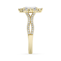 Lasker's Big Rocks Lab-Grown Diamond Collection Split Shank Halo Ring in 14Kt Yellow Gold with 2.07ct  Emerald Cut Center  Diamond