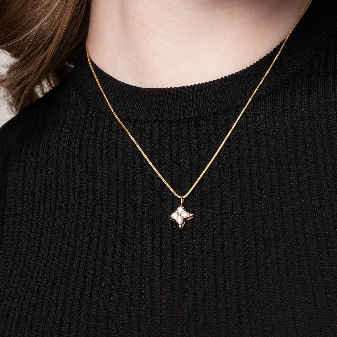 Star of Hope 14Kt Rose Gold Over Sterling Silver 0.05cttw Natural Diamond Pendant