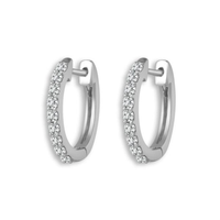 14Kt White Gold Round 0.16cttw Natural Diamonds Hoop Earrings