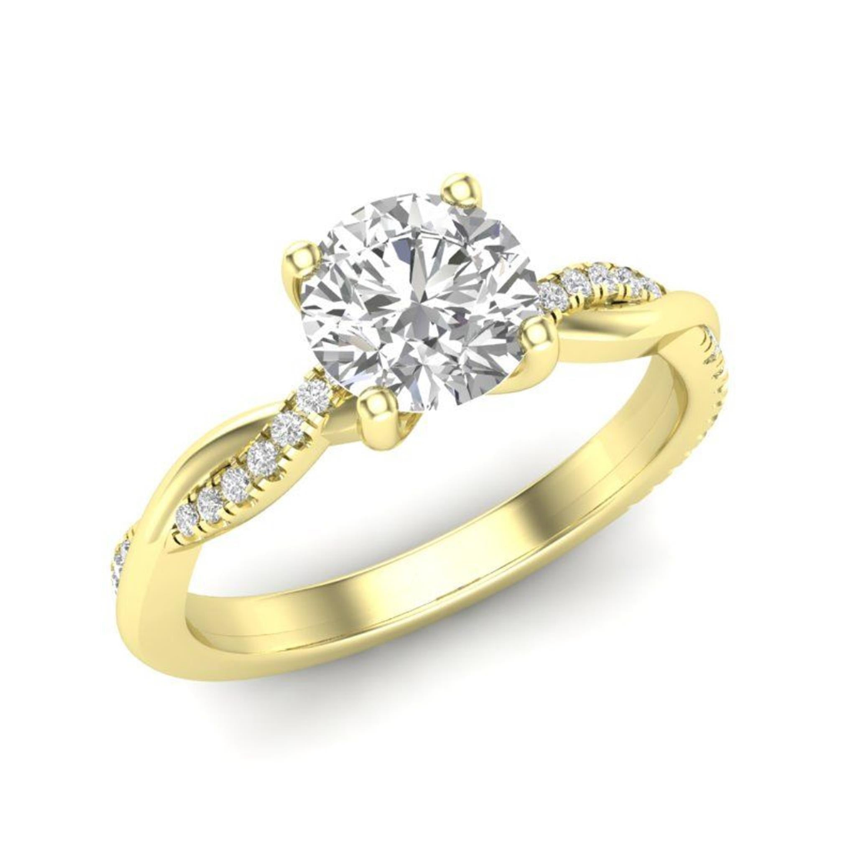 14Kt Yellow Gold Braided Twist Ring Mounting - Round Center Stone Sold Separately