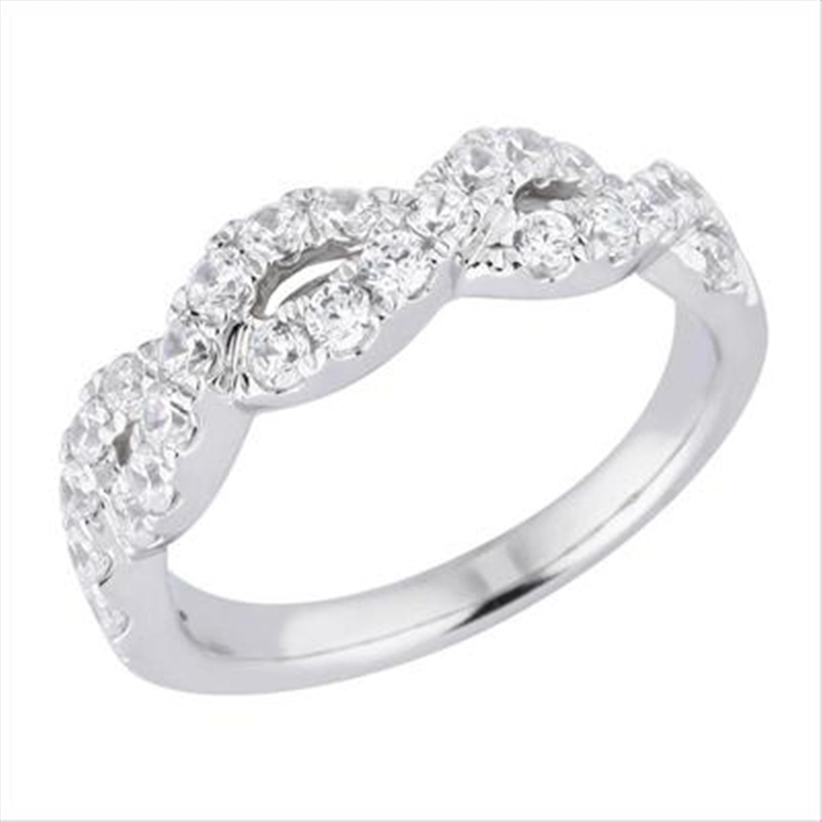 18Kt White Gold Stackable Infinity Twist Diamond Wedding Band