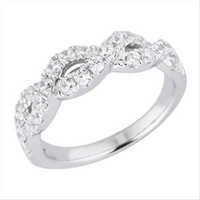 18Kt White Gold Stackable Infinity Twist Diamond Wedding Band