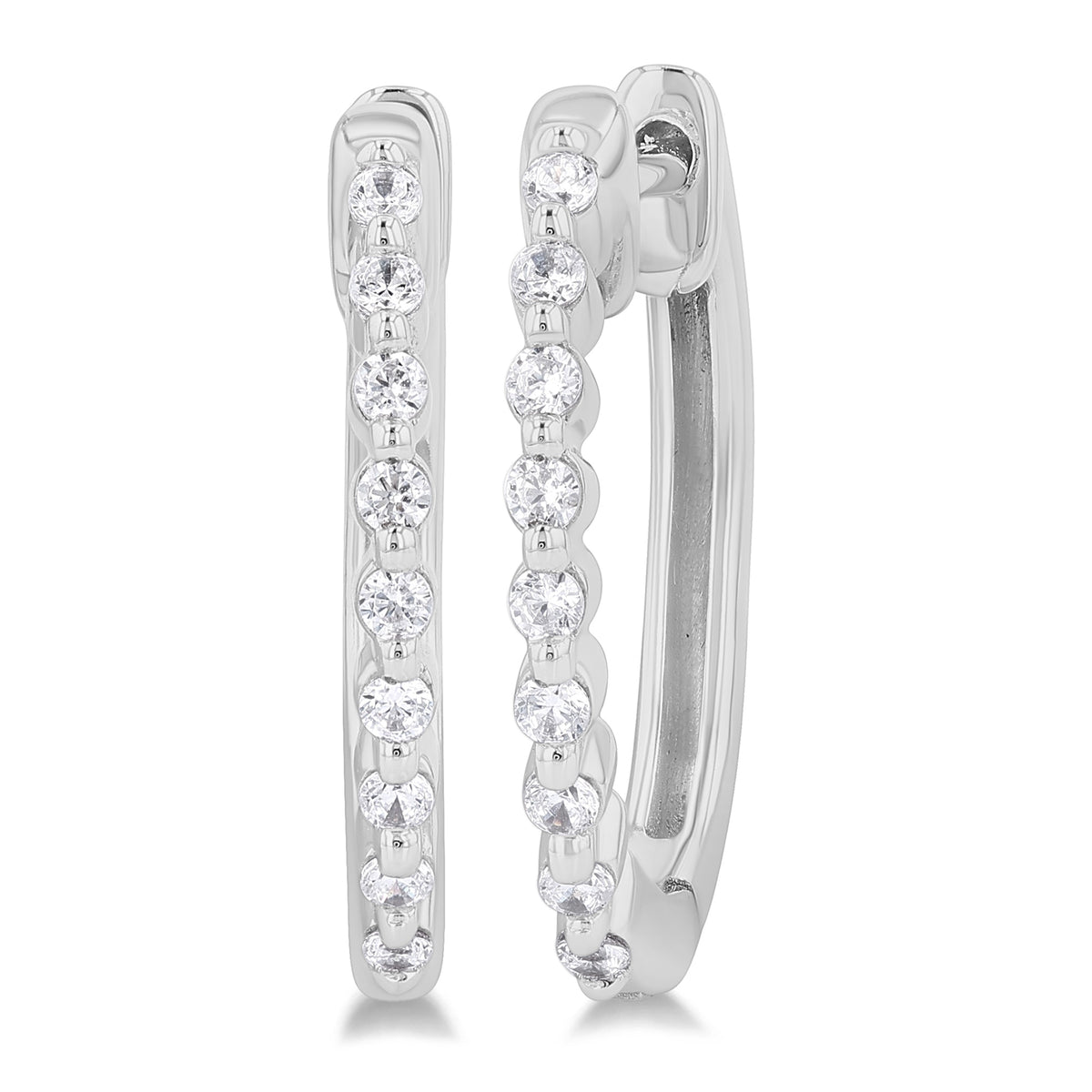 Sterling Silver 0.15cttw Diamond Hoop Earrings