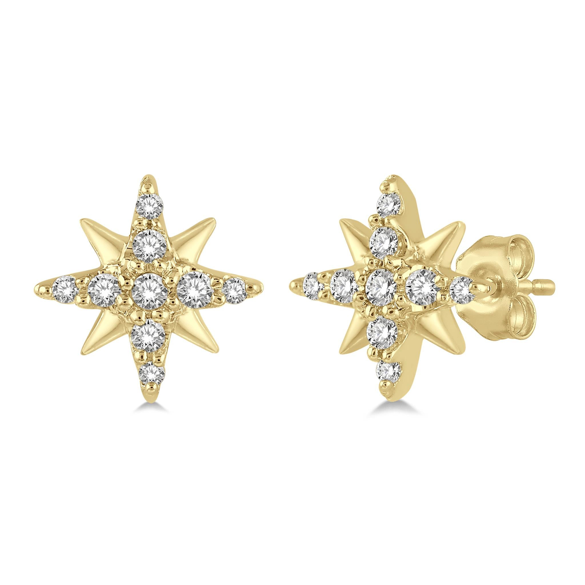 Lasker Petites 10Kt Yellow Gold 0.10cttw Diamond Star Stud Earrings