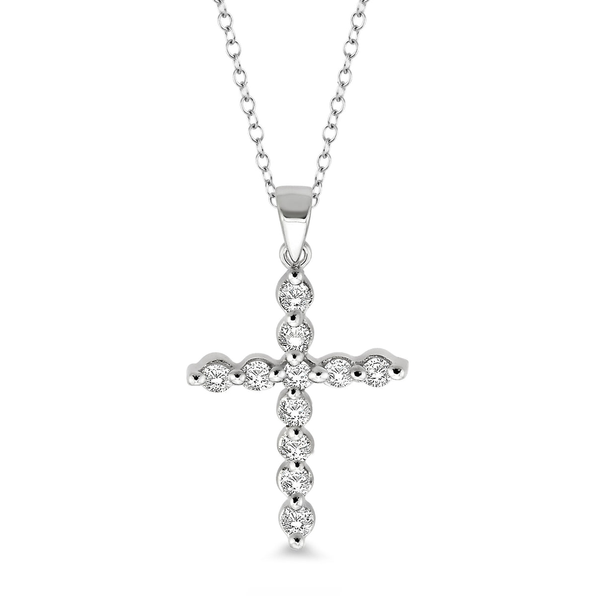 Sterling Silver 0.10cttw Diamond Cross Pendant