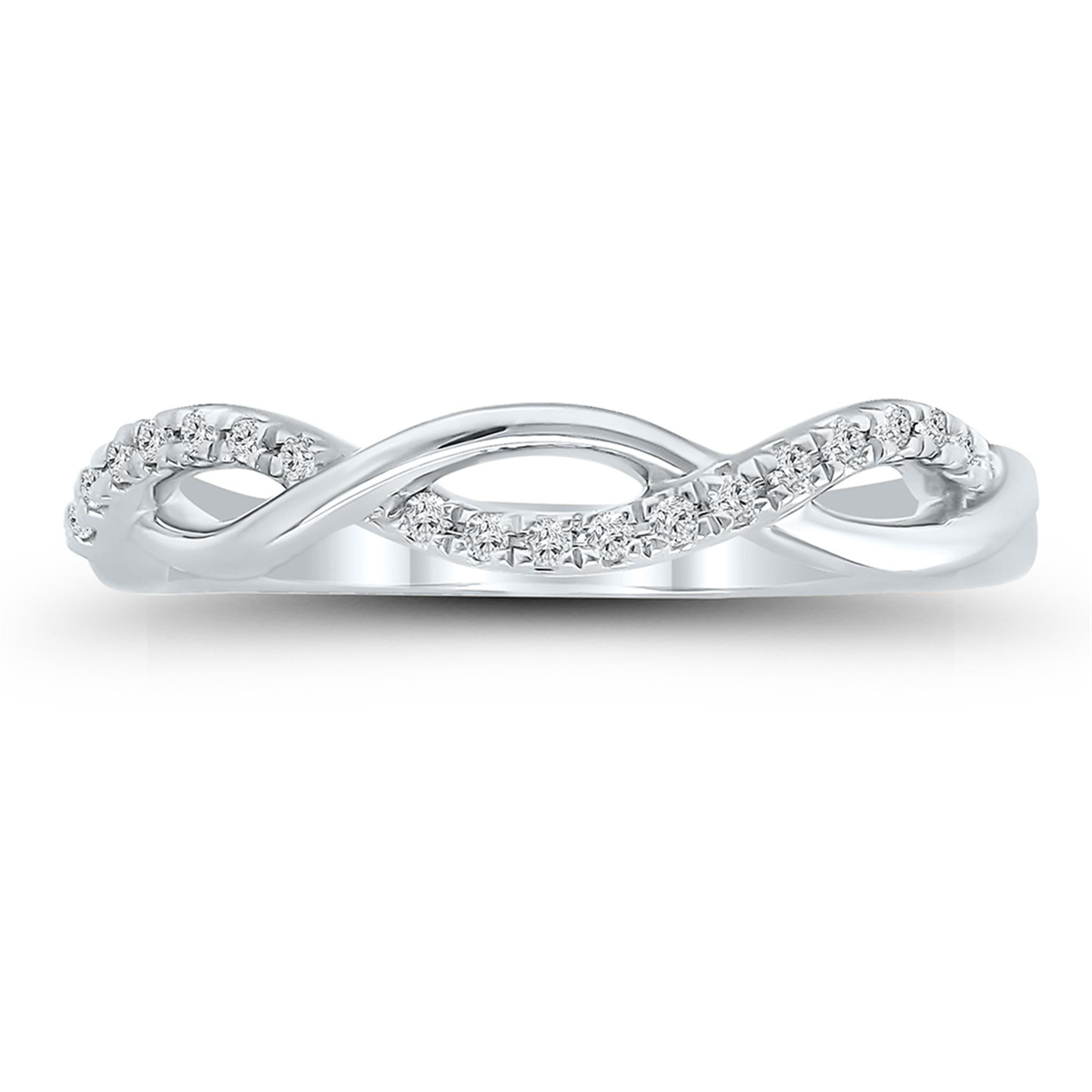10Kt White Gold Prong Set Wedding Ring with 0.10cttw Natural Diamonds