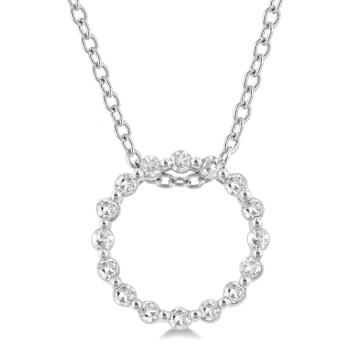 Sterling SIlver 0.10cttw Diamond Circle Pendant