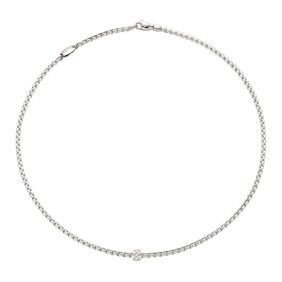 FOPE 18Kt White Italian Gold 0.19cttw Diamond Rondel EKA Necklace
