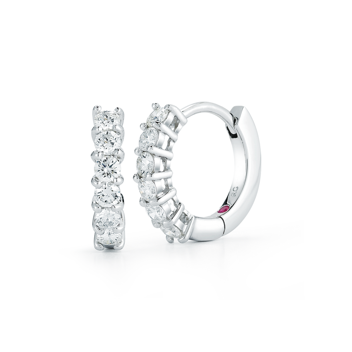 Roberto Coin 18Kt White Gold 0.70cttw Round Natural Diamond Huggy Hoop Earrings