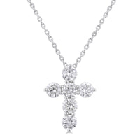 14Kt White Gold Cross Pendant with Natural Diamonds