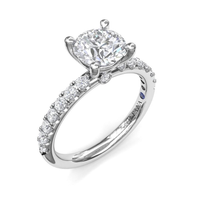 FANA 14Kt White Gold Classic 1.02ct Round Center Natural Diamond Engagement Ring