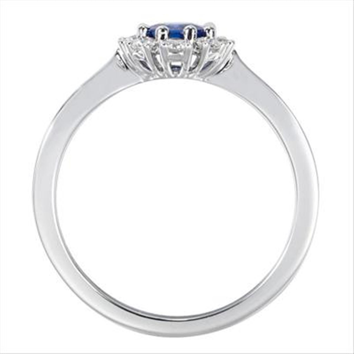 18Kt White Gold .45ct  Round Sapphire Natural Diamond Ring