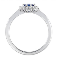 18Kt White Gold .45ct  Round Sapphire Natural Diamond Ring