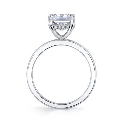 Pure Lasker Platinum Solitaire Engagement Ring with Hidden Halo - 2ct Round Center Stone Sold Separately