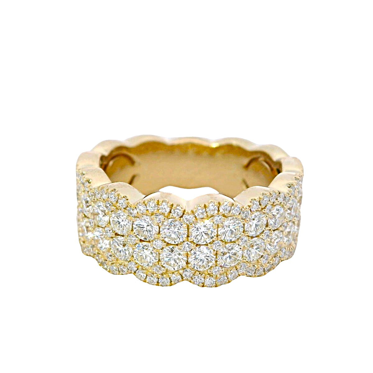 14Kt Yellow Gold Scalloped Glamour Ring With 1.50cttw Natural Diamonds
