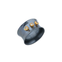 Lika Behar 22Kt Yellow Gold & Oxidized Sterling Silver "Aurora" Hammered Band