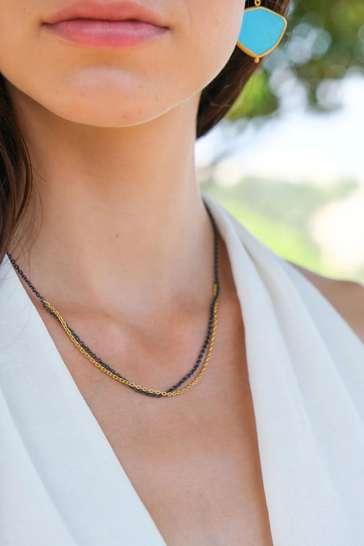 Lika Behar 24K Gold & Oxidized Sterling Silver Double Mixed Rolo Chain