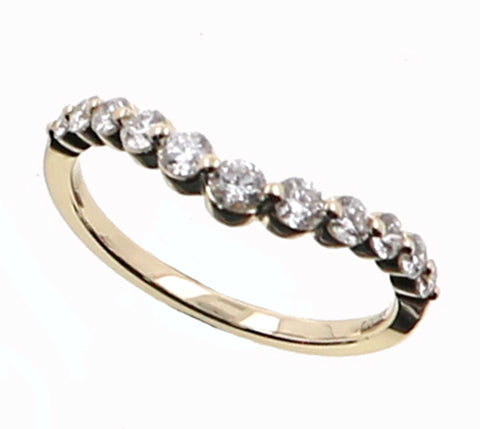14Kt Yellow Gold Shared-Prong 0.50cttw Diamond Curved Anniversary Band
