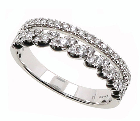 14Kt White Gold 2 Row Stackable Band with Natural Diamonds