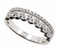 14Kt White Gold 2 Row Stackable Band with Natural Diamonds