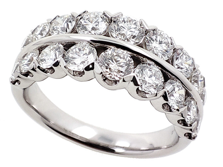 14Kt White Gold Double Band With 2cttw Round Natural Diamonds