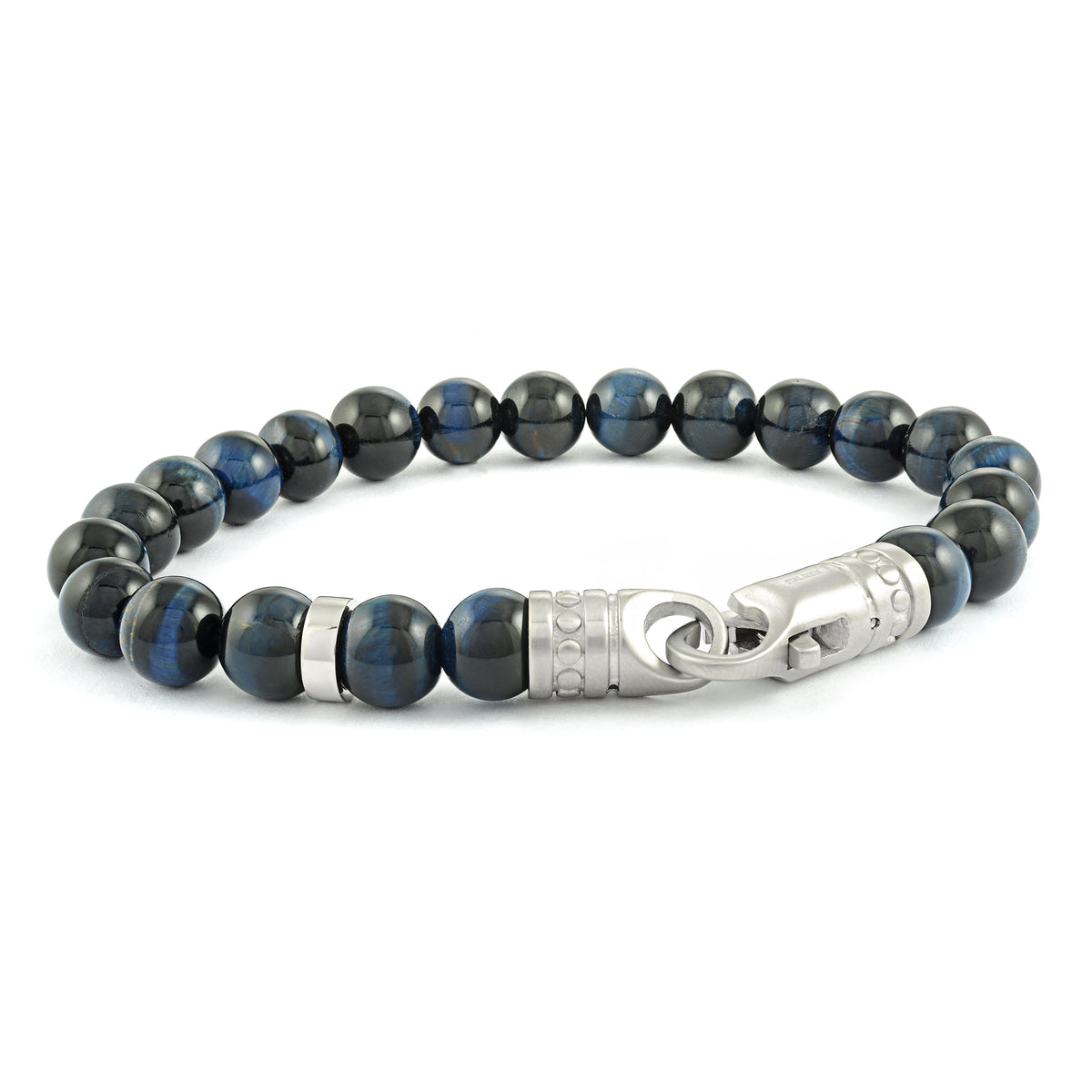 Italgem Steel Blue Tiger's Eye Bead Bracelet