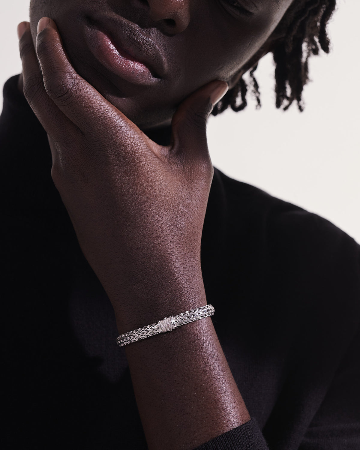 John Hardy Sterling Silver Medium Icon Diamond Pave Bracelet