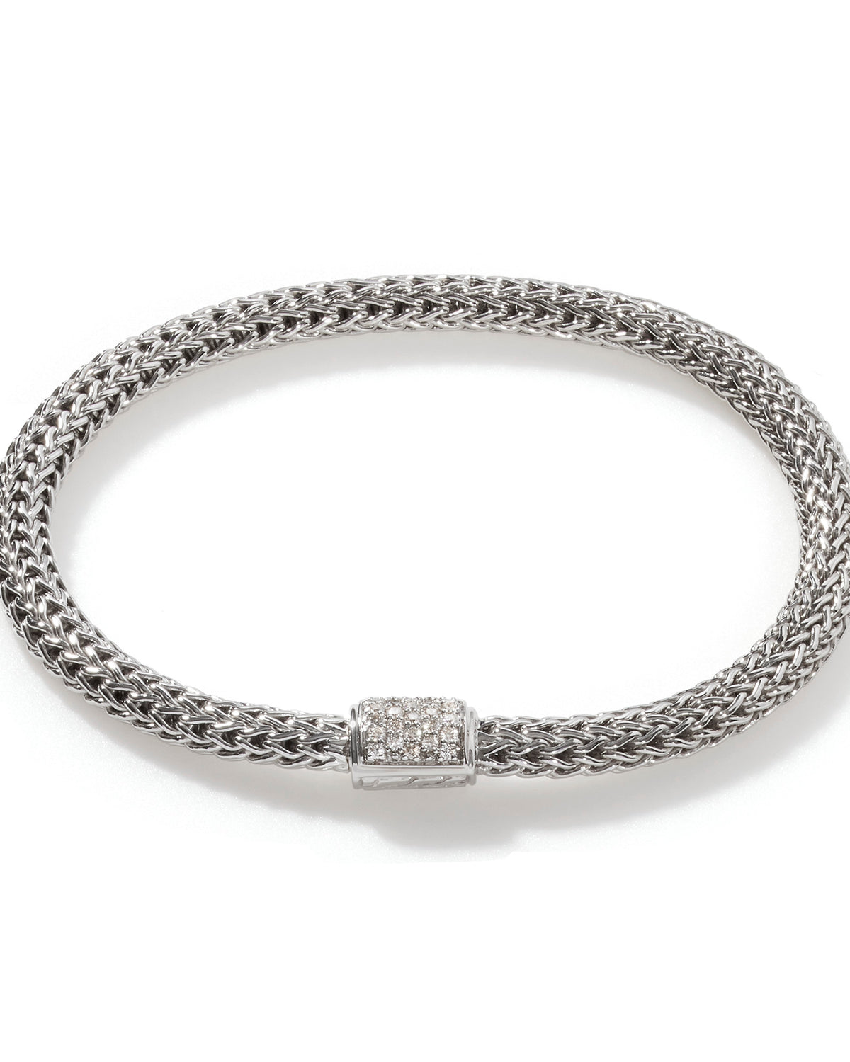 John Hardy Sterling Silver Extra Small Icon Diamond Pave Bracelet