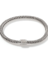 John Hardy Sterling Silver Extra Small Icon Diamond Pave Bracelet