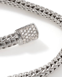 John Hardy Sterling Silver Extra Small Icon Diamond Pave Bracelet