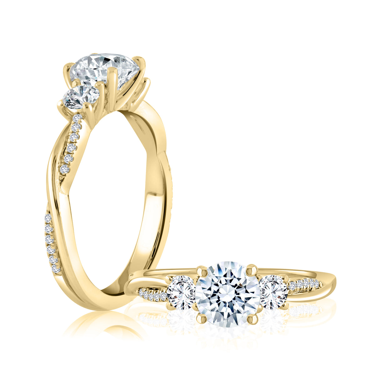 Fire & Ice 18Kt Yellow and White Gold Ring With .71ct Natural Center Diamond