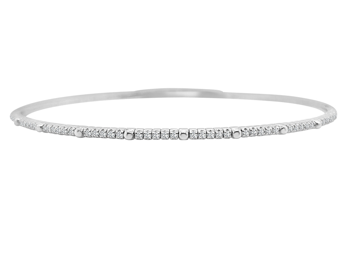 14Kt White Gold Natural Diamond Flex Bangle