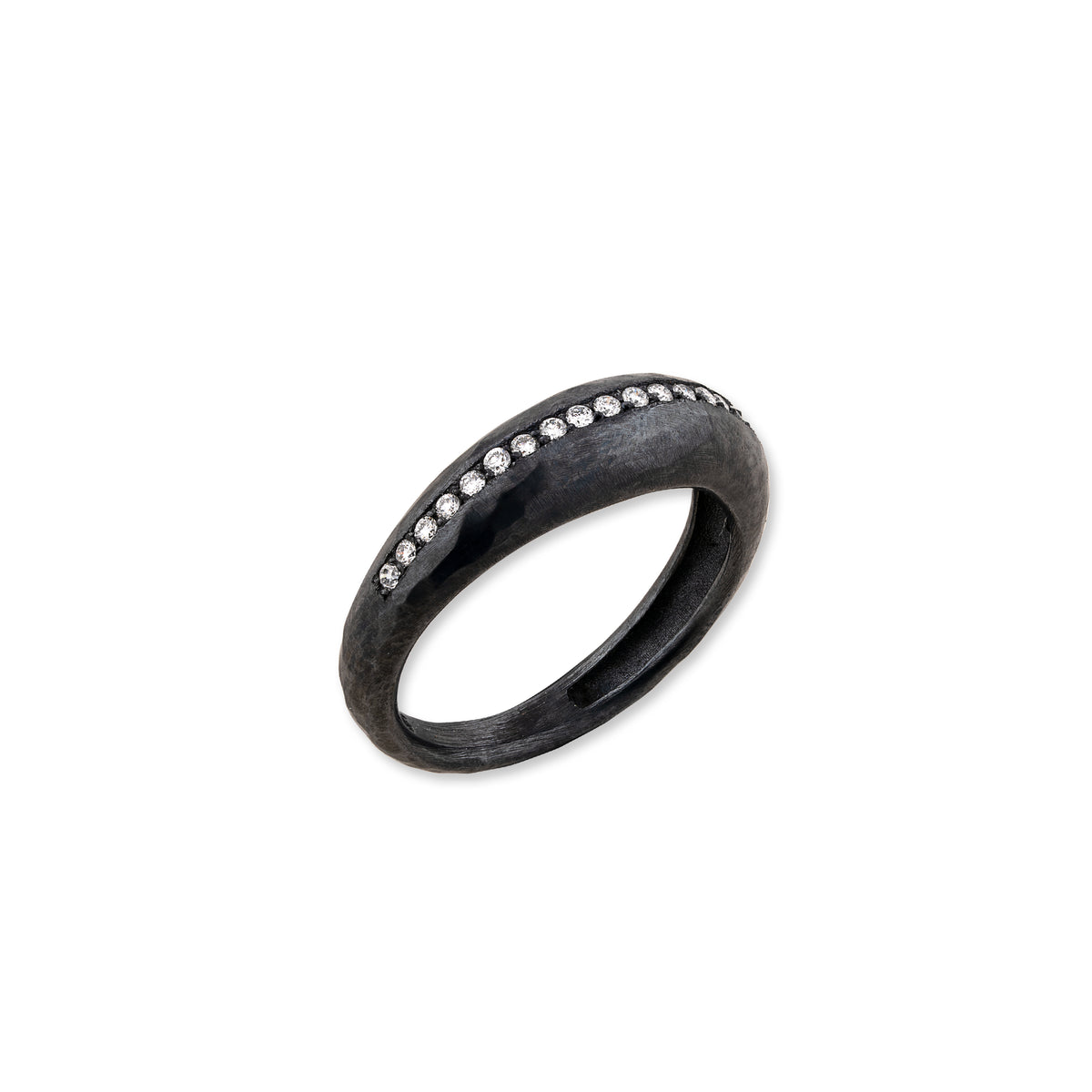 Lika Behar Oxidized Sterling Silver "Boogie Line" 0.19cttw Diamond Ring