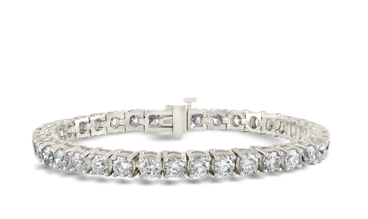 14Kt White Gold Prong-Set 1.09cttw Round Natural Diamond Tennis Bracelet