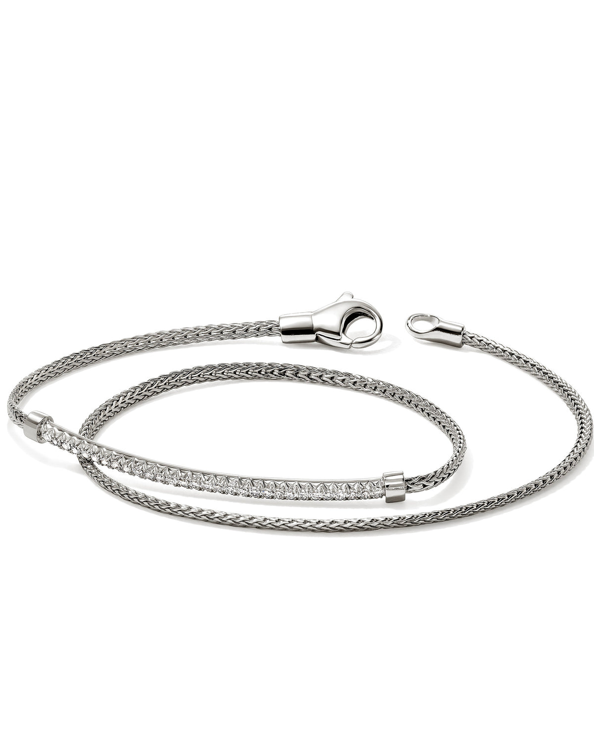 John Hardy JH Essentials Sterling Silver 0.24cttw Diamond Pave 1.8mm Bracelet