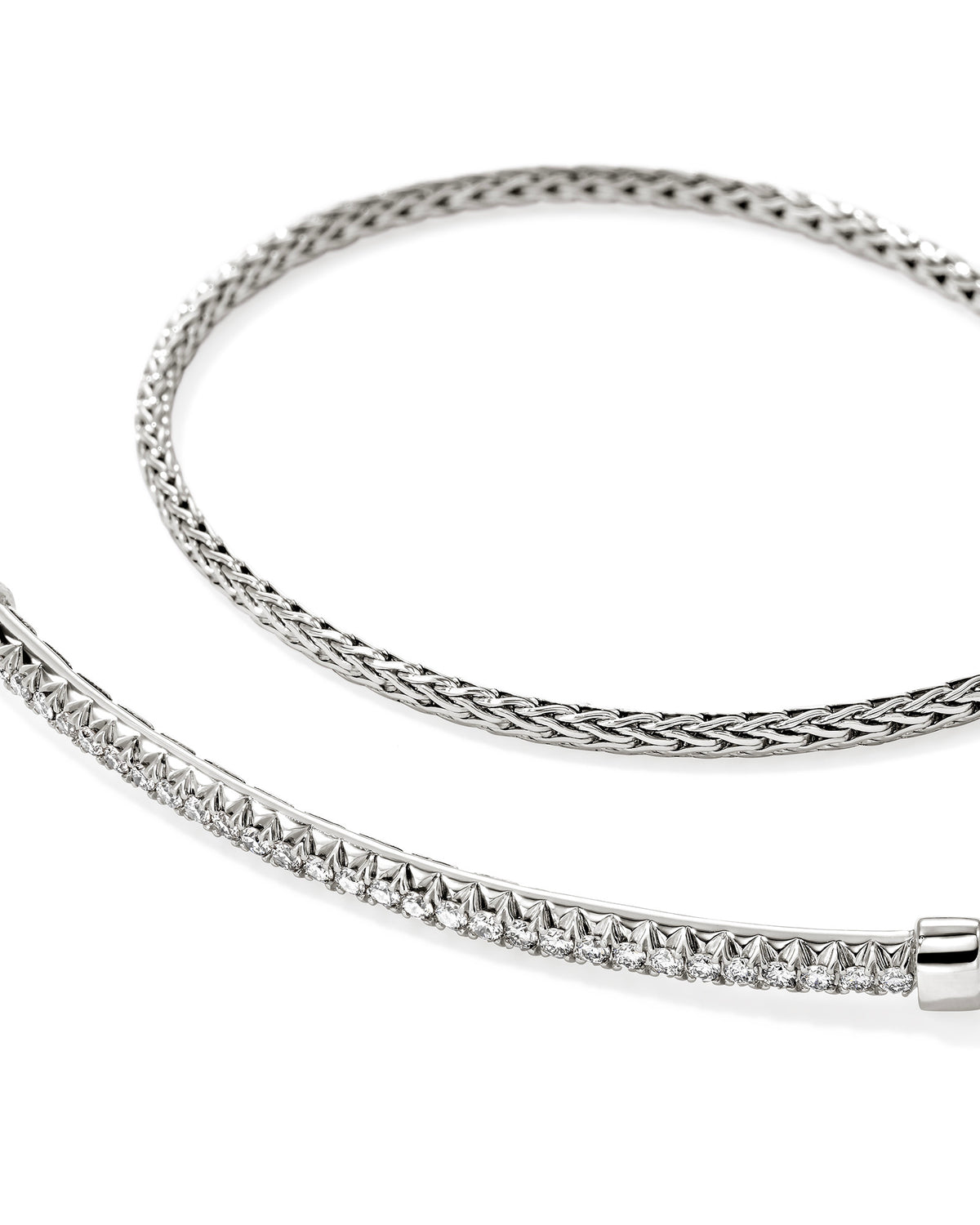 John Hardy JH Essentials Sterling Silver 0.24cttw Diamond Pave 1.8mm Bracelet