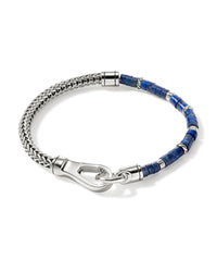 John Hardy Sterling Silver Heishi 4.5mm Chain & Lapis Lazuli Beads Bracelet