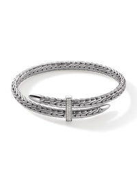 John Hardy Sterling Silver Spear Diamond Pave Bypass Flex Cuff